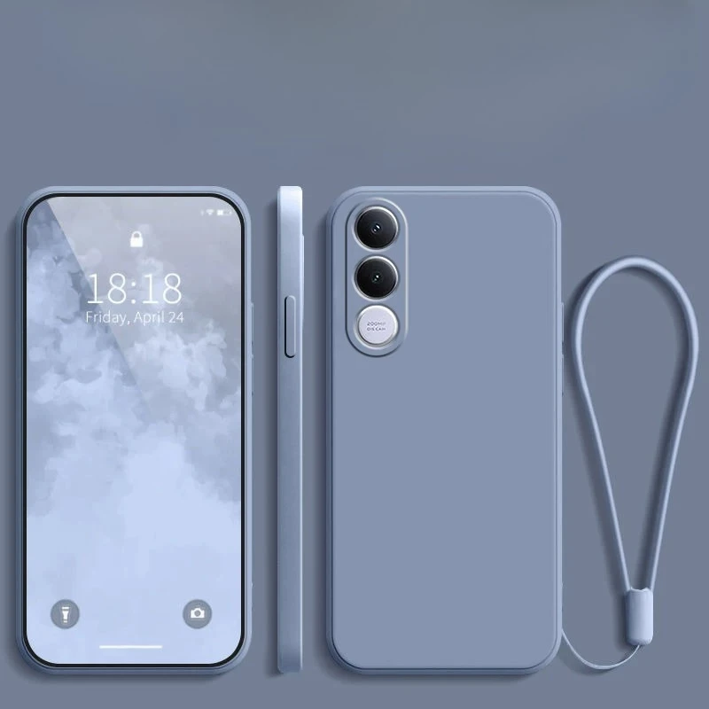 Für VIVO V70 FE 5G Objektiv-Kameraschutzhülle aus TPU für VIVO V70 FE V70FE Flüssigsilikon Matte Stoßfeste Hülle mit Trageschlaufe – Detail 2