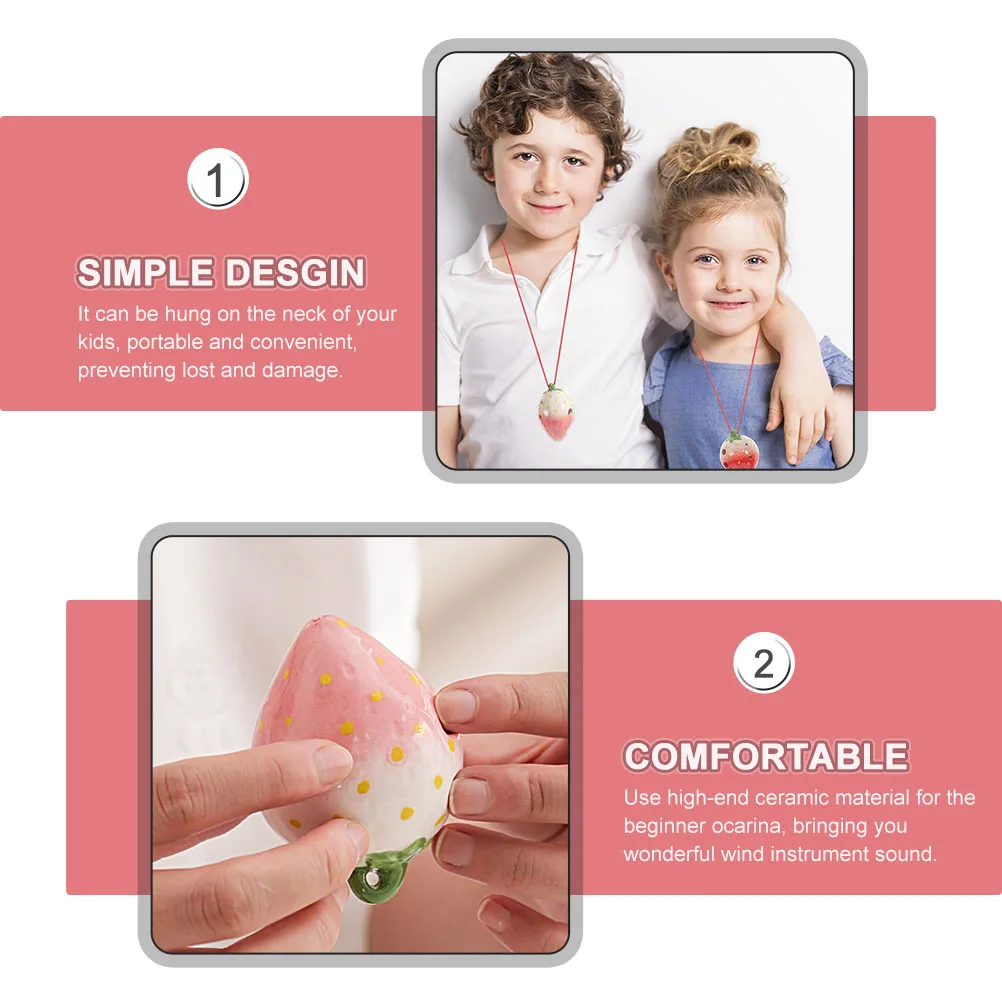 

Hole Ocarina Instrument Strawberry Pink Creative Wind for Beginner Long-lasting Exquisite