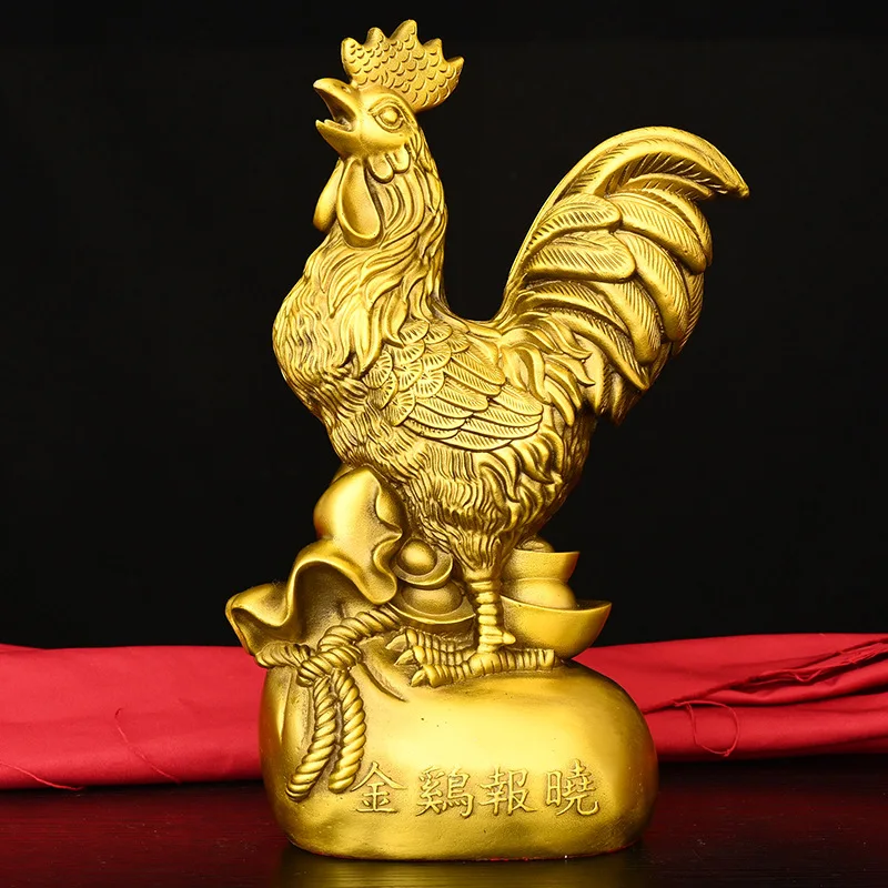 

Brass Zodiac Ornament, Golden Rooster Announcing Dawn, Home and Office Desk Decoration, Creative Gift Craft