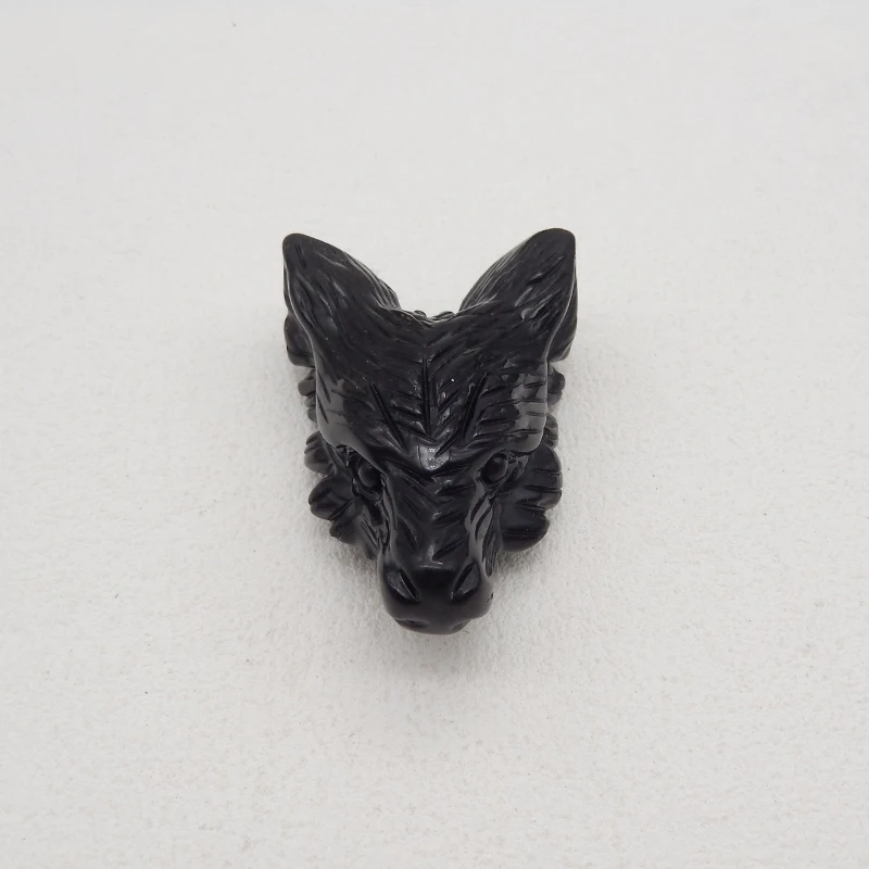 Hot Natuursteen Obsidiaan Handgemaakte Big Size Wolf Hoofd Mode Hanger Kraal Ketting Accessoires 67X43X25Mm 63.2G