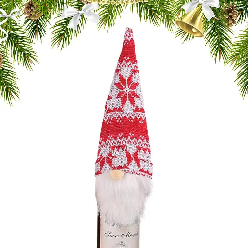 Christmas Wine Bottle Cover Cute Gnome Faceless Doll Champagne Bottle Cover Dress Up Christmas Halloween Decoration