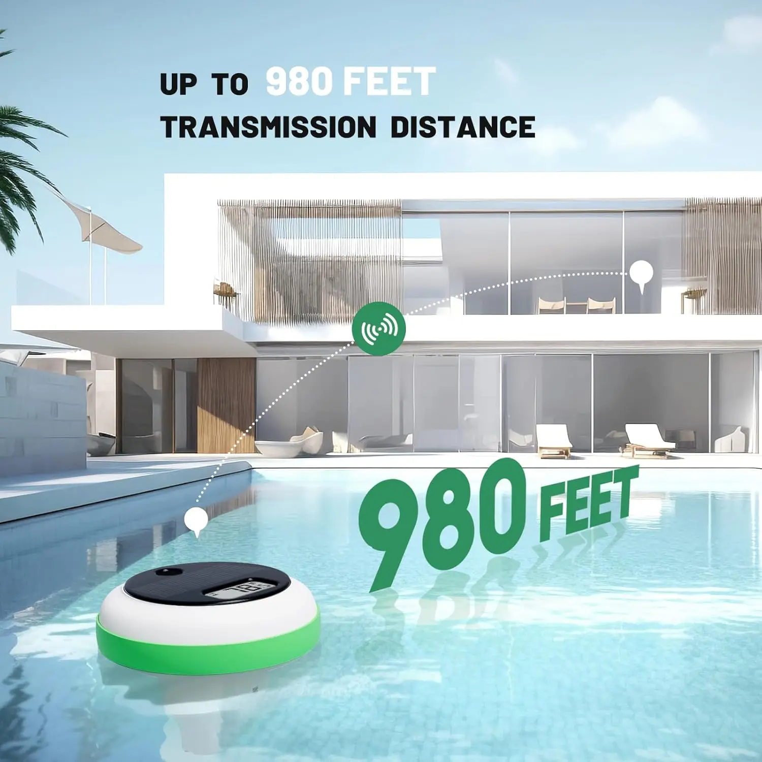 Solar Powered Floating Pool Thermometer, Wireless Digital, IP68 Waterproof, for Swimming Pool, IBS-P03R 2nd