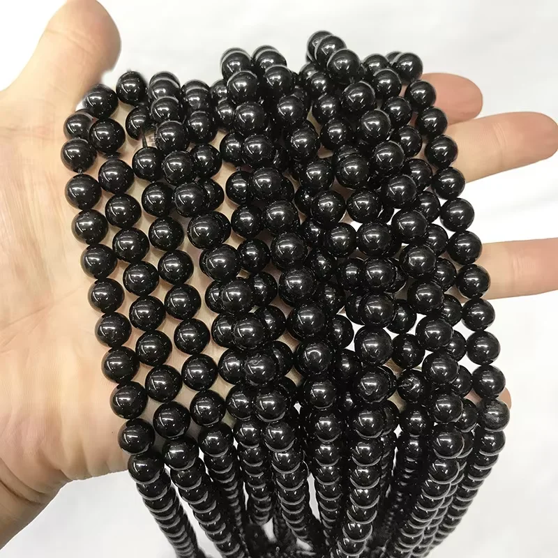 

6-12mm 15" natural genuine Russian black shungite round loose beads