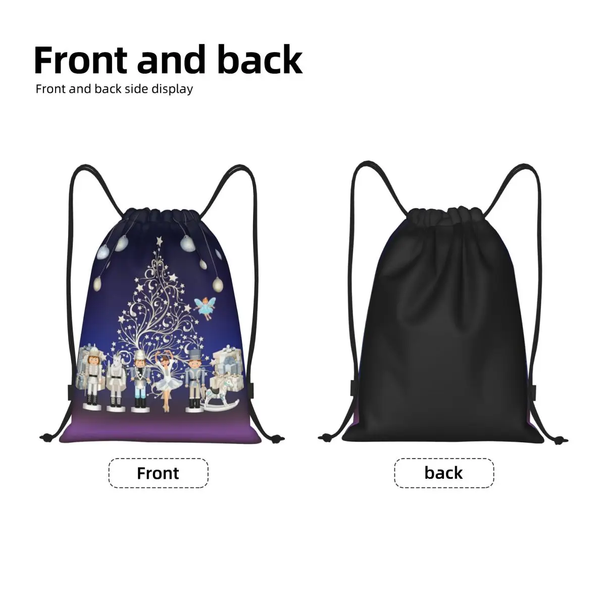 Custom Nutcracker Christmas Ballet Scene Drawstring Backpack Bags Women Men Lightweight Gym Sports Sackpack Sacks for Shopping