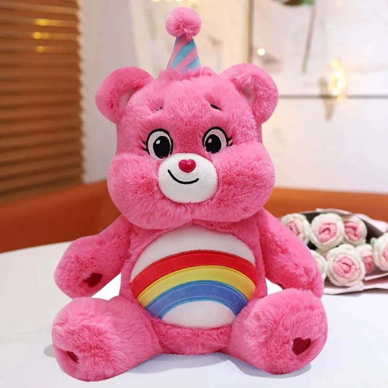 Miniso Cute Rainbow Birthday Care Bear Plush Toys Lovely Cartoon Bear Soft Stuffed Dolls Homdecor Sleeping Plush Pillows