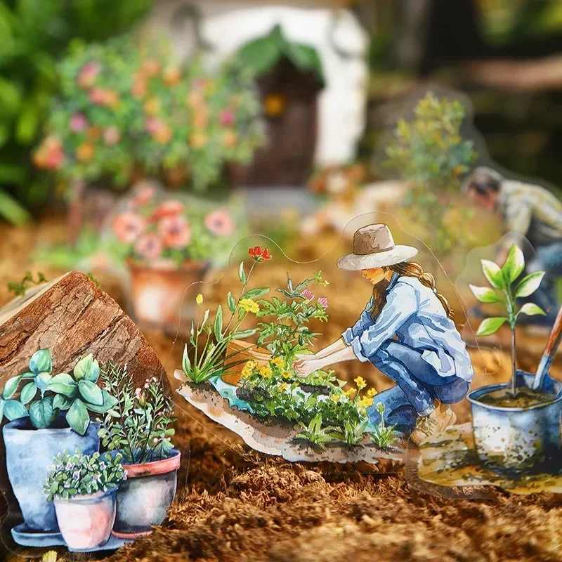 20 個春緑デイジー春の庭の植栽庭の背景スクラップブックカット文具ステッカー用品 137*85 ミリメートル