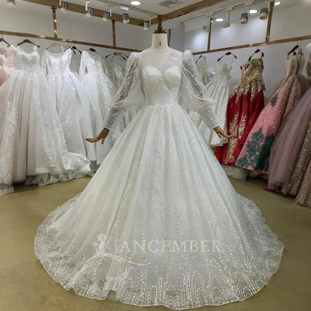 

lvory Lace Wedding Dress Long Sleeves Sexy Bridal Gowns Elegant Classy Pleat Bride Dresses Customized فساتين حفلات الزفاف