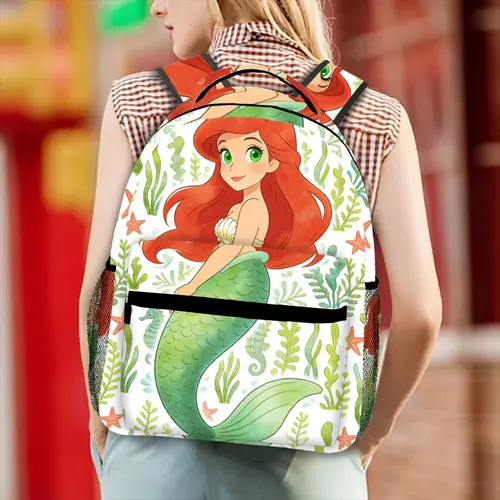 Imagen 2 del producto Mochila Disney Ariel Princess, bolso informal, gran capacidad, regalo de alta calidad, uso diario personalizado, 1 ud.