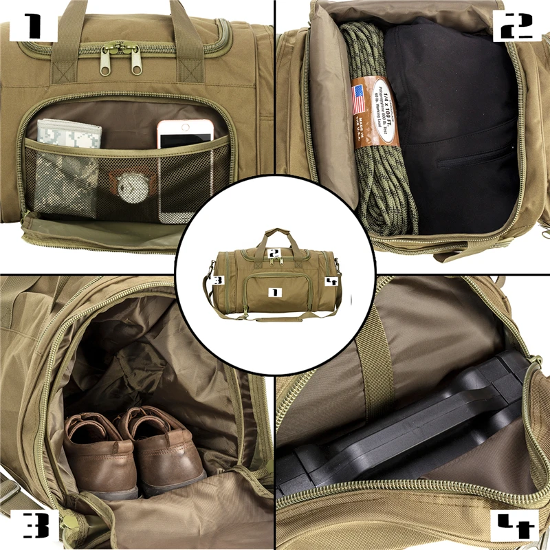 Sport Gym Fitness Bag for Men Military Tactical Duffle Bag  Travel Work Out Bags Training Workout Bag With Shoe Compartment