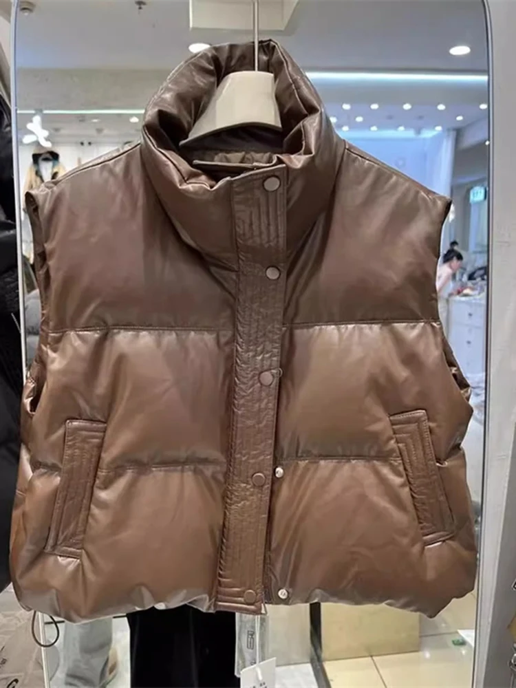 

Женский повседневный свободный хлопковый жилет 2024 года, новинка зимы, с воротником-стойкой, многофункциональная верхняя одежда, модный дизайн с эффектом похудения