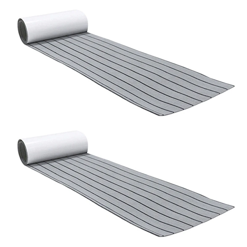 

2Pcs 6MM Self Adhesive EVA Foam Teak Sheet Marine Boat Yacht Synthetic Decking Foam Floor Mat Flooring Gray 240X45cm