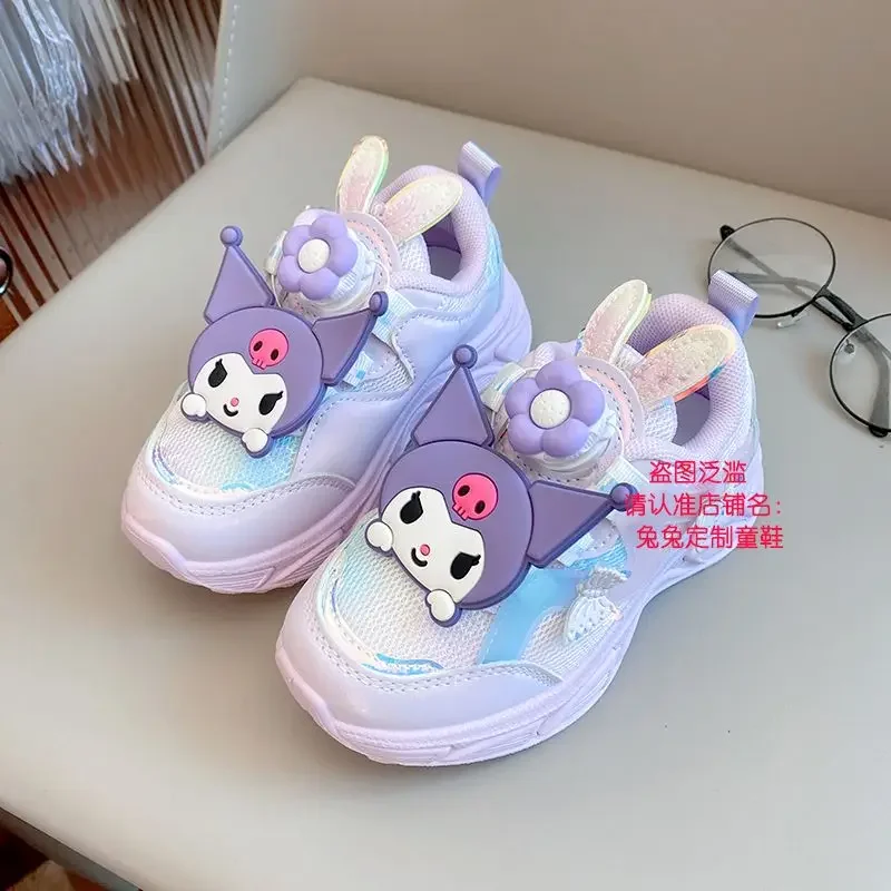 Spring Autumn My Melody Anime Kawaii Sanrio Ins Children Sports Shoes Cute Kuromi Rotating Button Casual Sneakers Gifts Toys