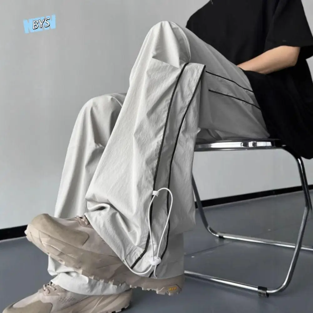 

Повседневные широкие спортивные штаны на шнурке, мешковатые свободные брюки-карго в полоску, мужские брюки-карго большого размера Y2K, уличная одежда