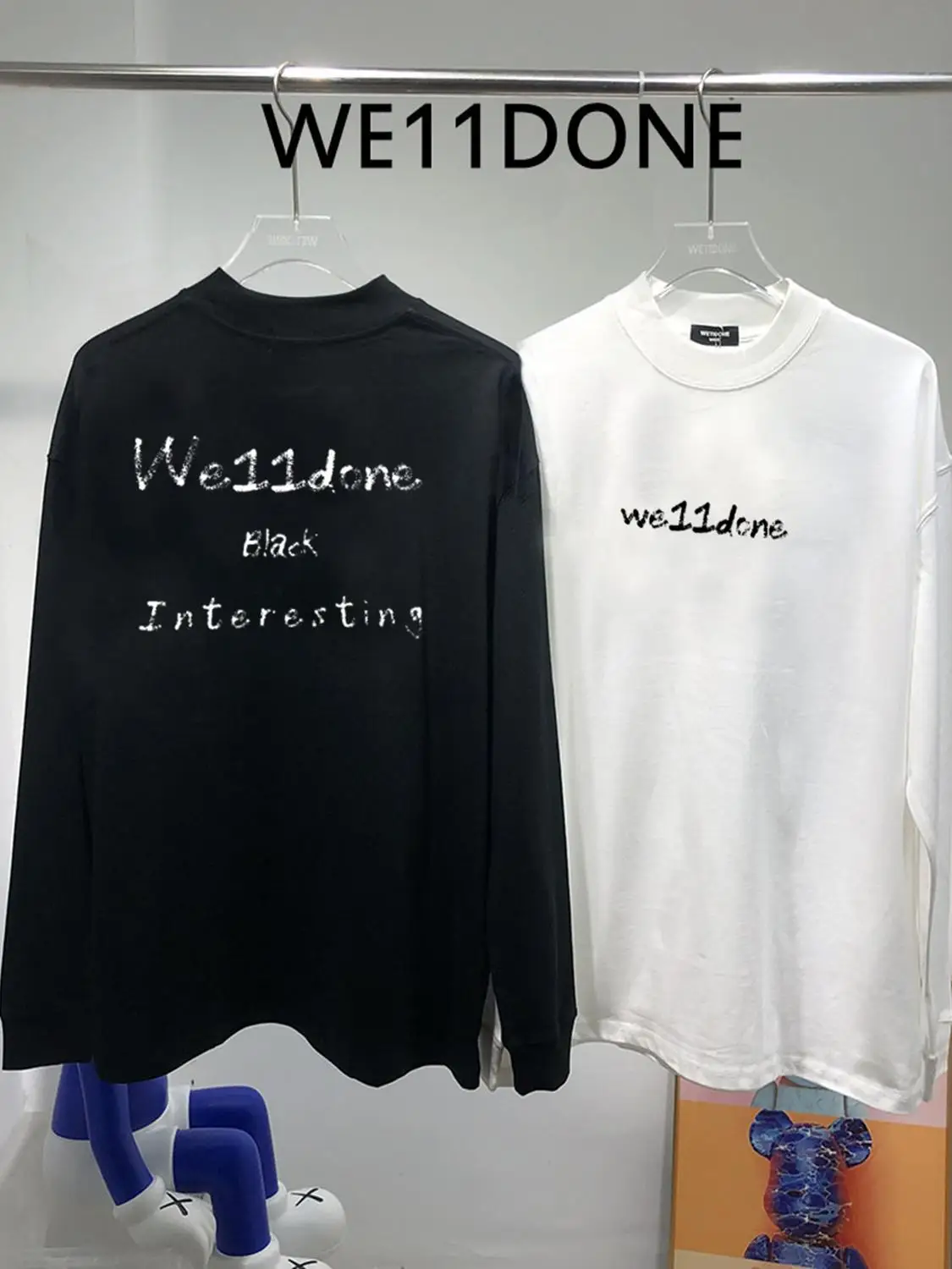 Wedone New Fashion Brand Welldone round Neck Long sleeves Shirt Men's Olgo Loose Bottoming Shirt Pure Cotton Top