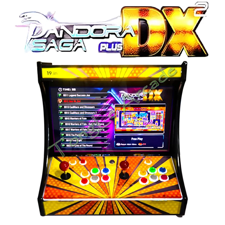 2 Players 19 Inch LCD Bartop Mini Arcade Video Game Machine, Built with SAGA PANDORA DX 26800 in 1 Coin Acceptor Joystick Button