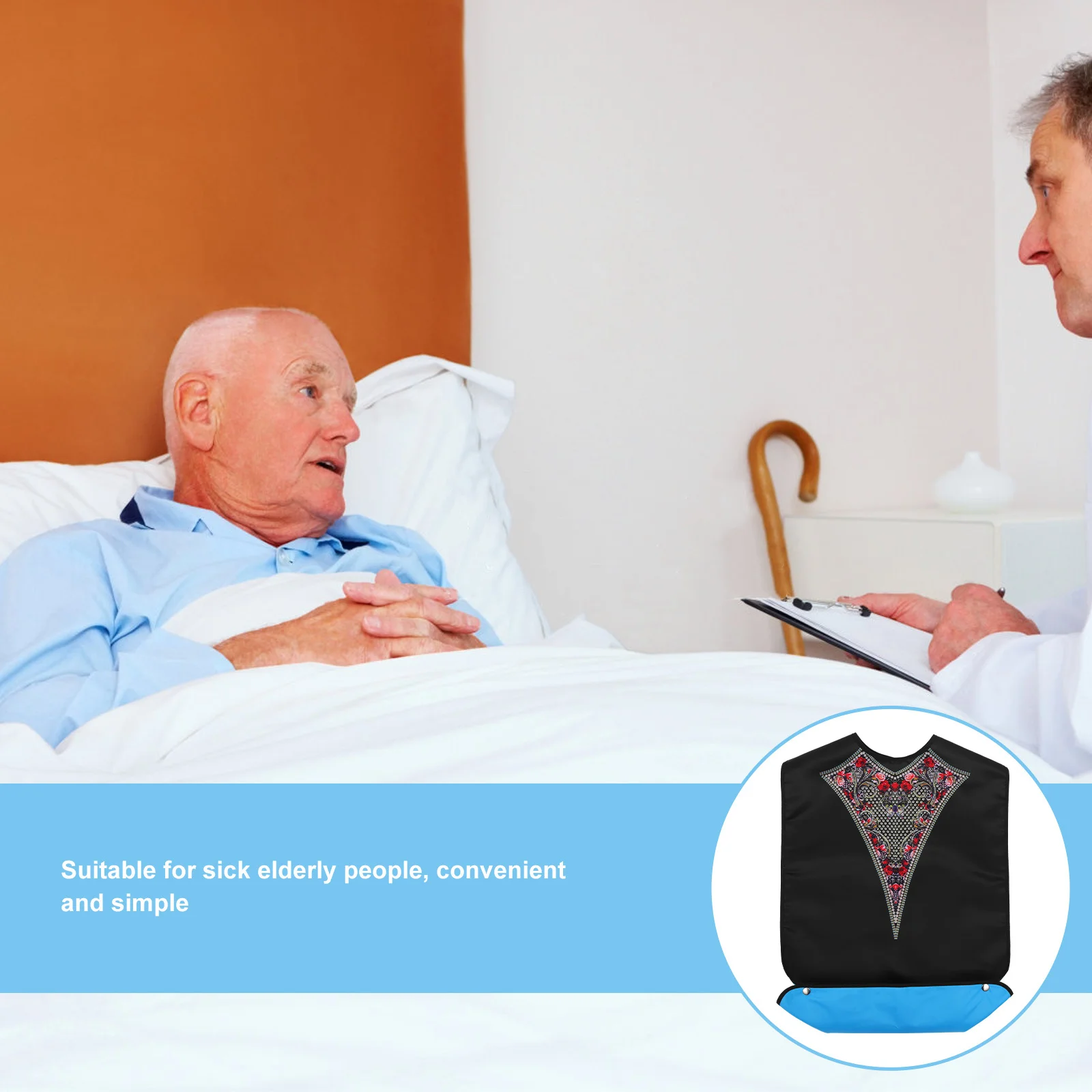 

Adult Bib Vintage Court Style Reusable Waterproof Folding Senior Eating Bib Washable Clothing Protector For Elderly