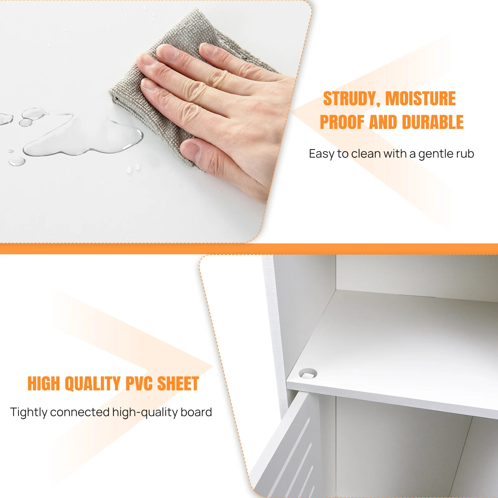 خزانة أرضية للحمام من 5 طبقات، خزانة تخزين بيضاء رفيعة مع باب ورفوف، خزانة تخزين قائمة بذاتها، مقاومة للماء