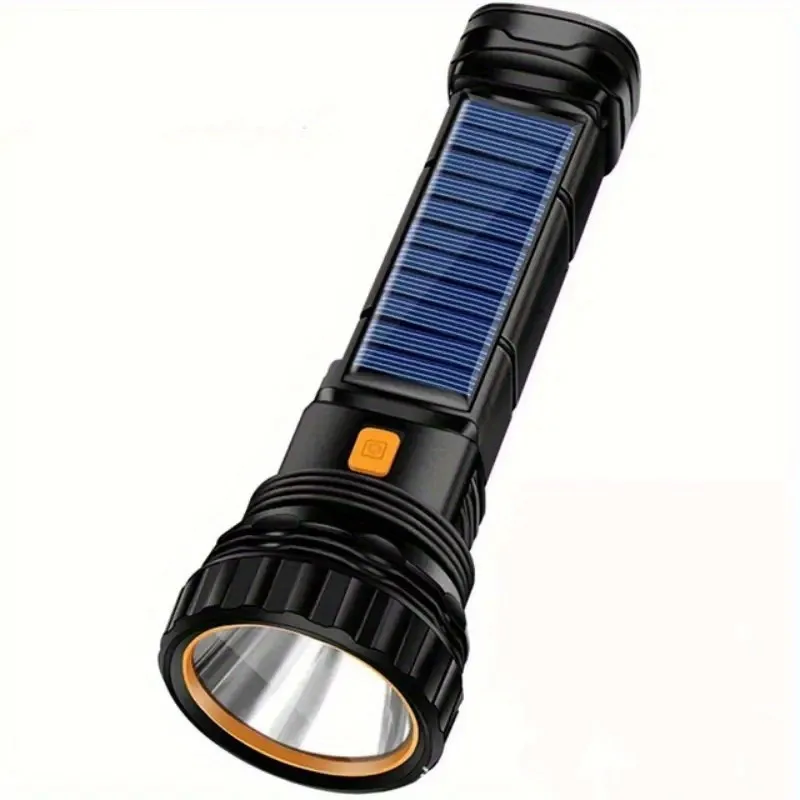 1pc Solar USB Rechargeable Flashlight Portable Waterproof and Ready for Any Adventure!