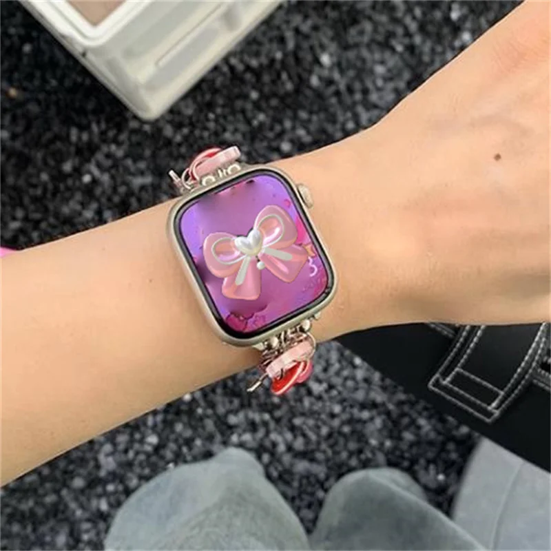 Cute Candy Color Button Chain For Apple Watch 8 7 6 SE 5 4 3 Band 38 40mm 41mm 42mm 44mm 49 Strap For Apple Watch Series 45mm