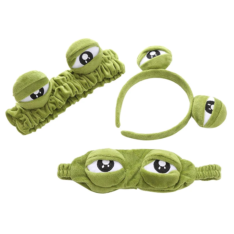 Sad Frog Eye cover Eye Mask Headband Sleep Shading Eye Protection Unisex Cute Casual Accessory Funny Face Wash Hairbands