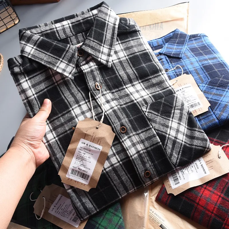 

Аутентичные мужские брюки American Sle Long Sve Flannel irt в клетку в стиле ретро, хлопковая молодежная модная зимняя одежда, внутренняя одежда irt