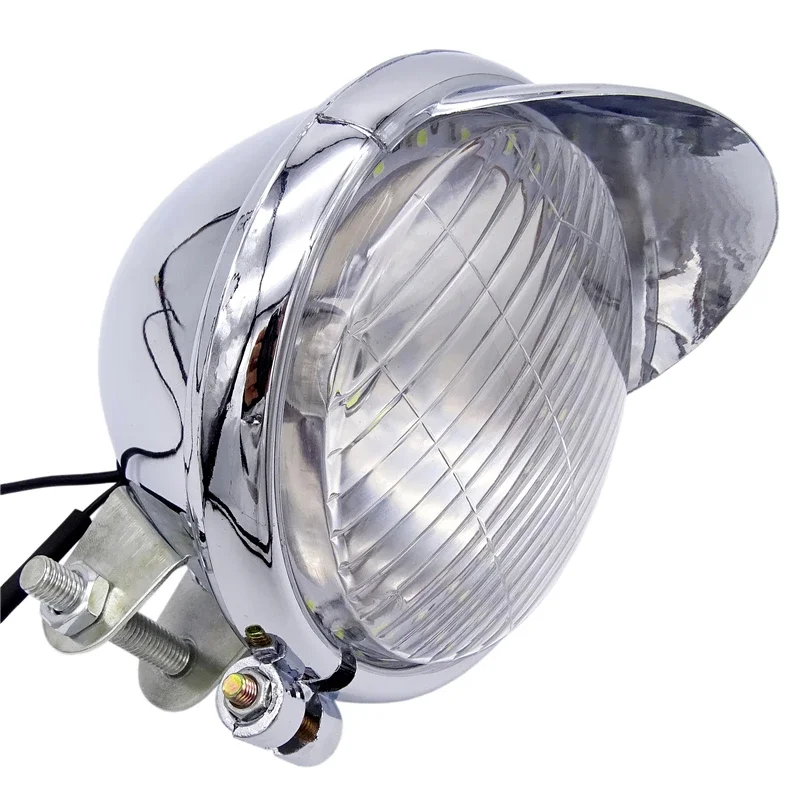 Motorcycle LED Angel Eye Headlight Fog Light Chrome For Yamaha Virago XV 250 500 535 700 750 920 1100 Chopper Cruiser
