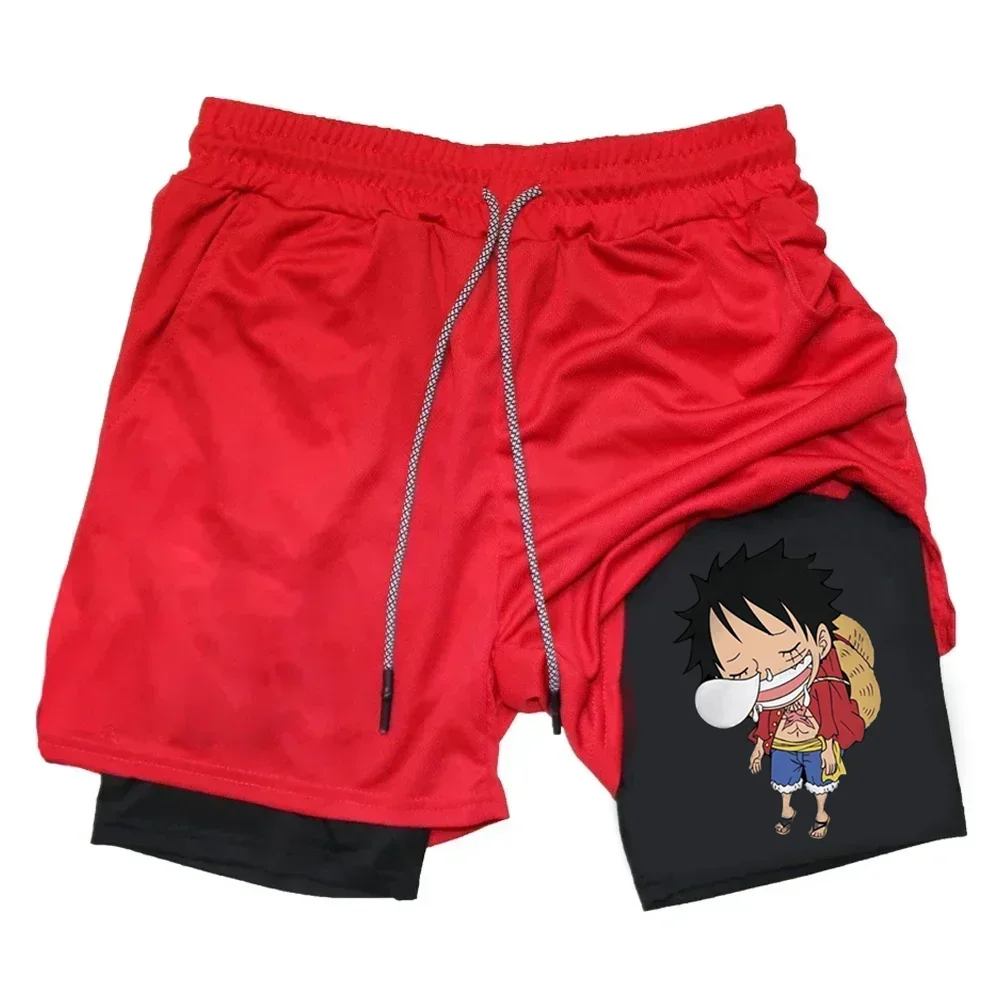 

One Piece Newest Shorts Men 2 in 1 Running Training Gym Shorts Fitness Joggers Jogging 2025 Summer Sports Shorts Workout Pants