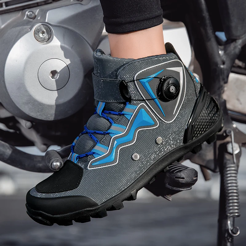 Motorcycle Boots  Biker Protective Gear Shift Rubber Shoes Motocross Boots Sole Retro Motorbike Shoes