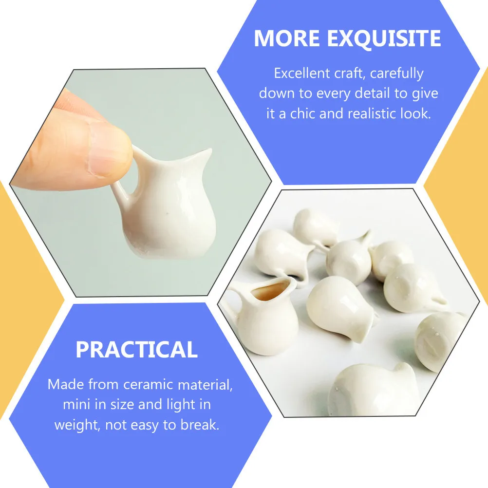 2 Pcs Milk Mini Jug Kitchen Accessories House Pitcher Toy Sauce White Miniature Food Model Dollhouse Decor Kitchen Accessories