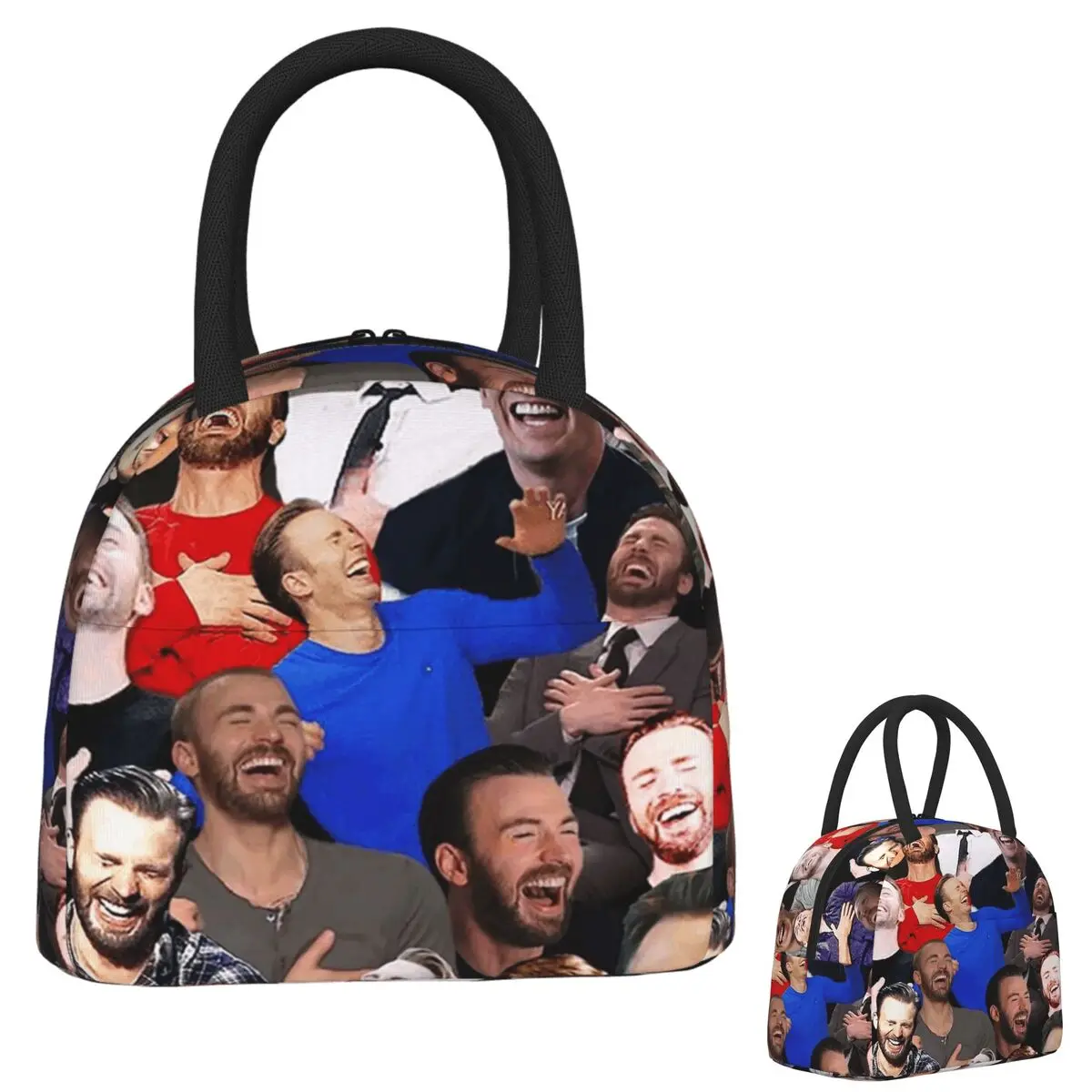 

Chris Evans Laughing Lunch Bags Insulated Bento Box Waterproof Lunch Tote Resuable Picnic Bags Thermal Bag for Woman Kids Travel