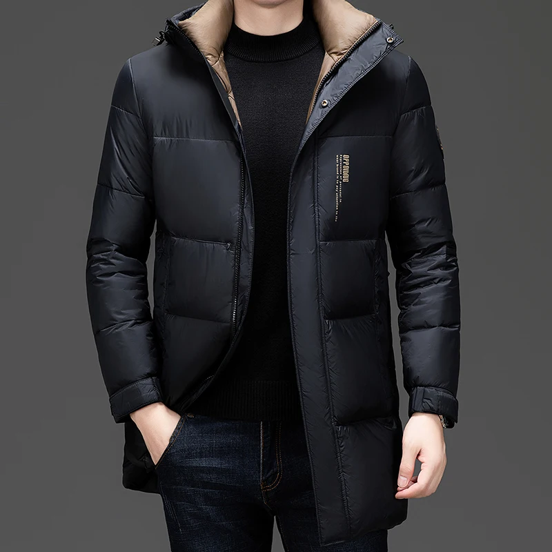 2024 new arrival winter jacket hooded 90% white duck down jackets men,mens fashion thicken warm parkas high quality trench coat