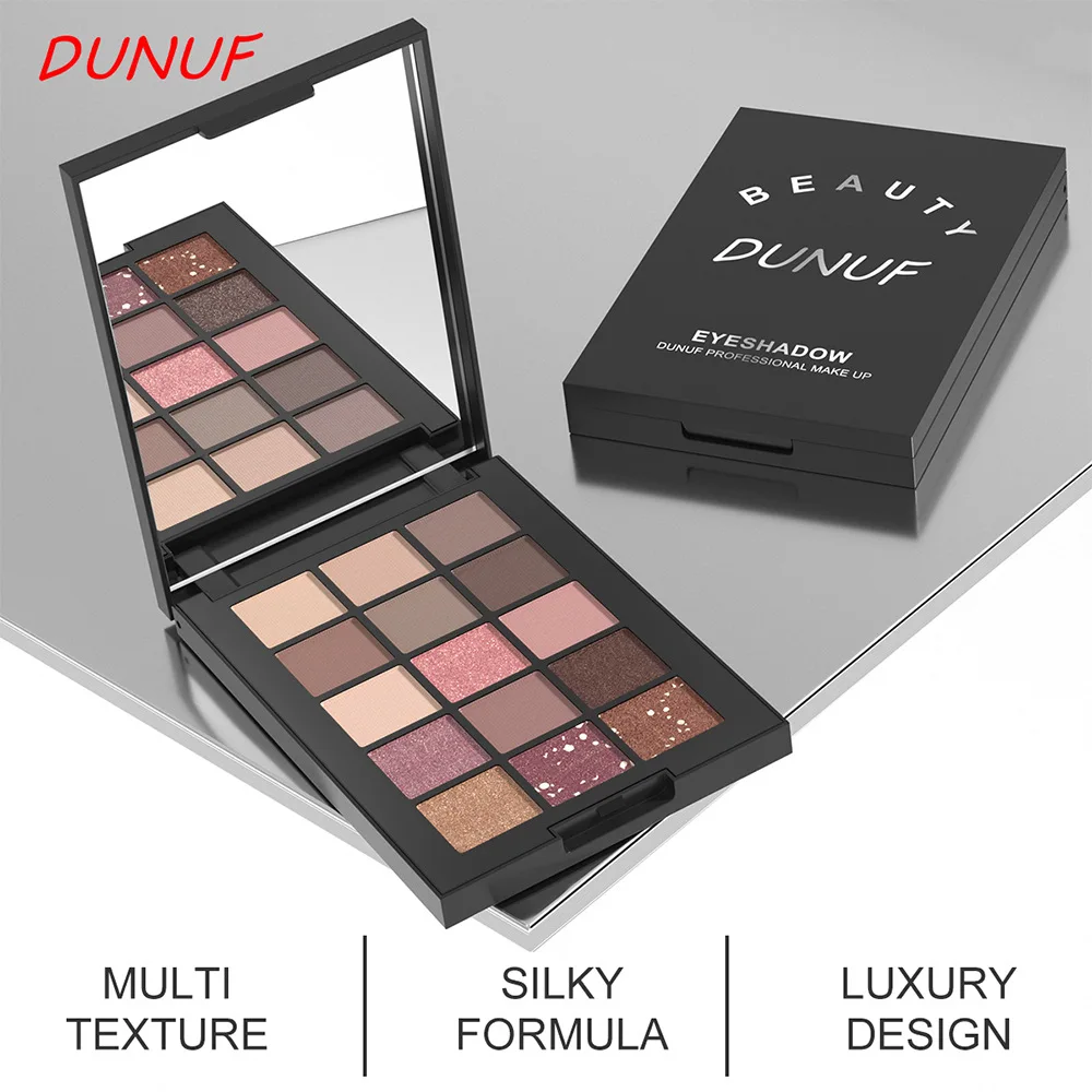 Paleta de sombra de ojos marrón de 15 colores, paleta de sombra de ojos con lentejuelas y brillo rosa, paleta de maquillaje de ojos de larga duración para Navidad y Halloween