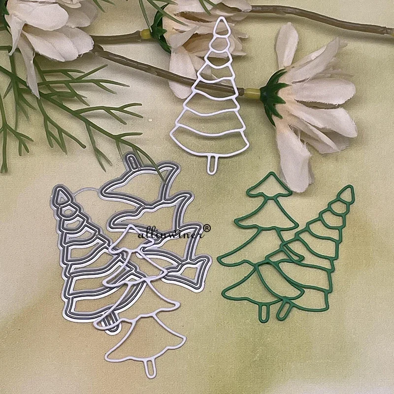 جديد 2 قطعة شجرة عيد الميلاد DIY بها بنفسك الحرفية المعادن قطع يموت سجل القصاصات تنقش ورقة بطاقة ألبوم الحرفية قالب Stencil يموت #2