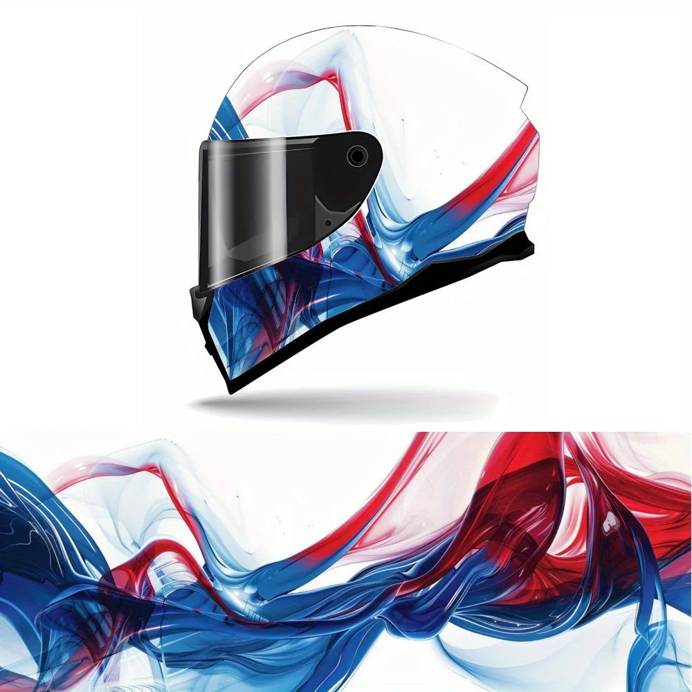 

Full Face Helmet Decals with Fascinating Red, White, and Blue Swirl pattern - Durable and Waterproof PVC, self-adhesive Motorcyc