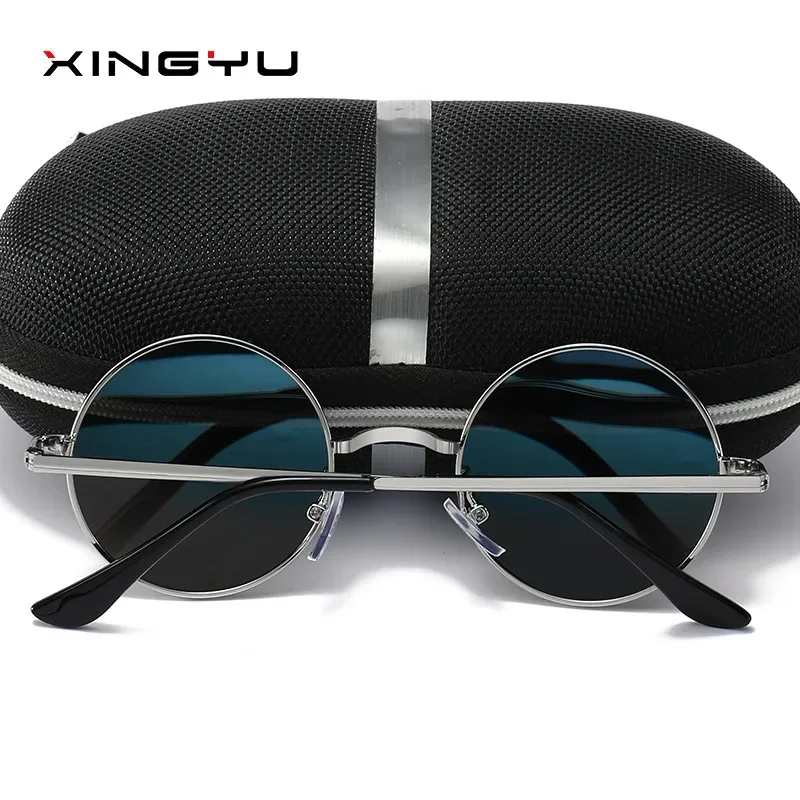 Óculos de sol redondos polarizados para homens, óculos pretos quentes, ultraleve, retrô, vintage, feminino, uv400