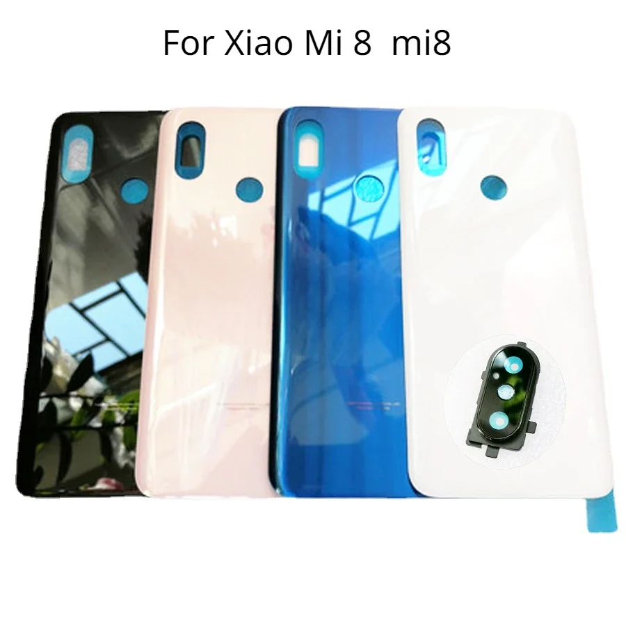 Glass Battery Case Rear Housing Cover For XIAOMI MI 8 mi8 Back battery Door Replacement Hard + Adhesive Sticker