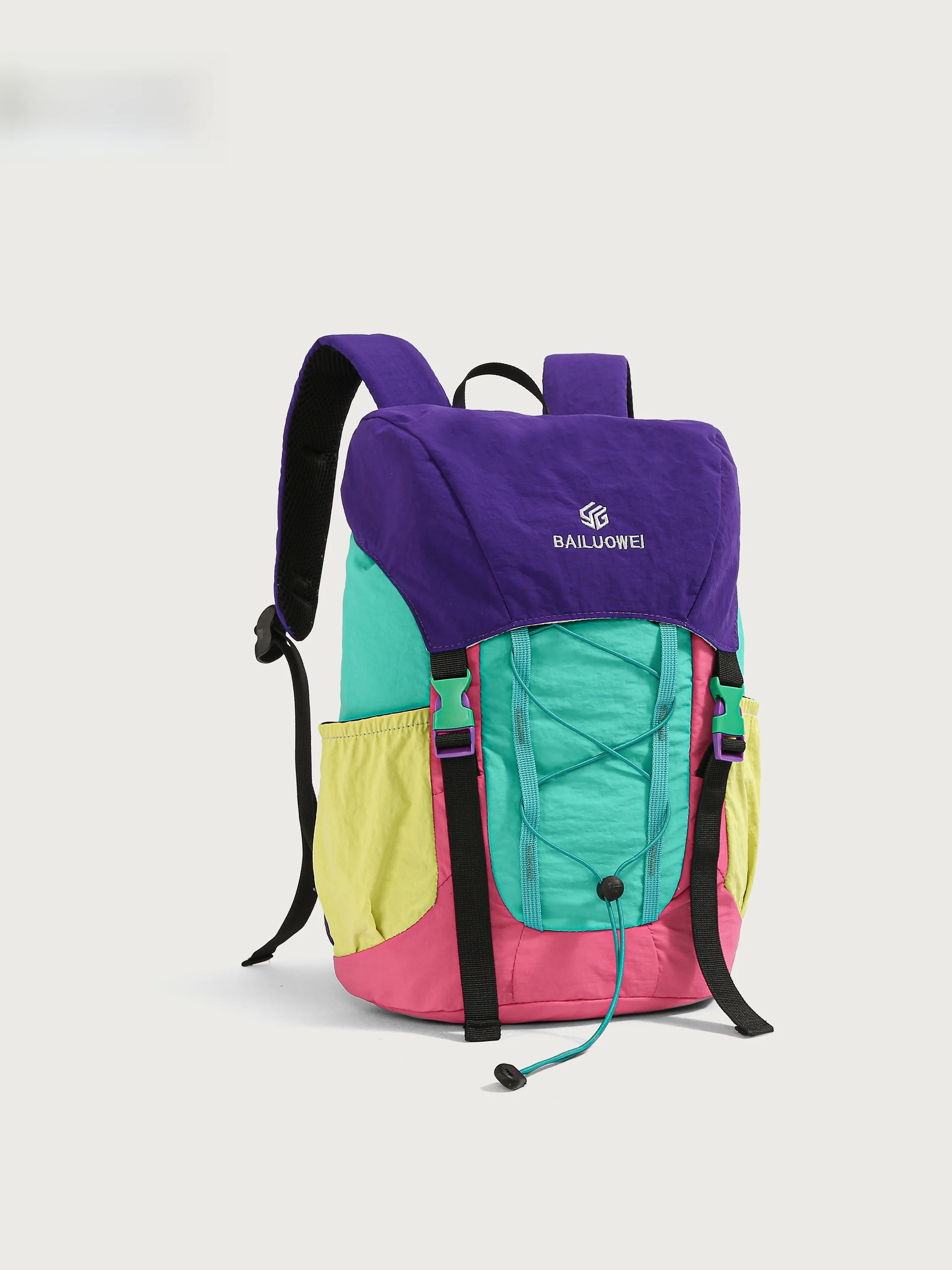

MGZ Outdoor Travel Dopaamine Color Block Large Capacity Unisex Sports Lightweight Hiking Backpack Soft Shoulder Bag for Youth