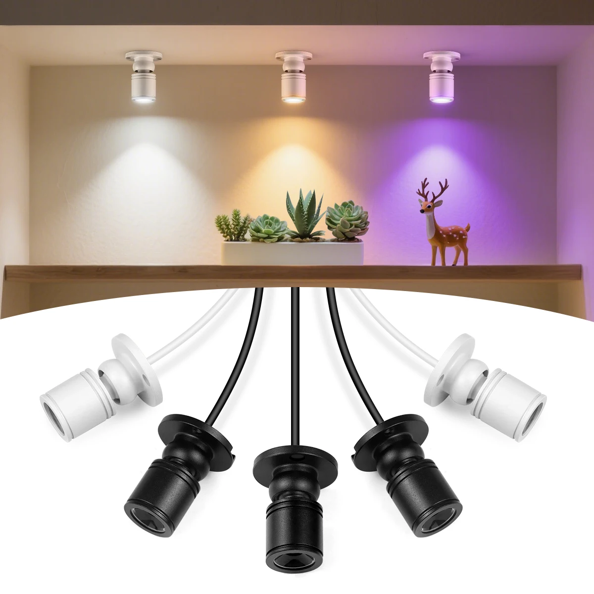 

USB Charging Mini LED Spotlight Surface Mounted Cabinet Downlight 1W Wall Ceiling Lamp Foyer Decor ,8 Colors,Easy to install