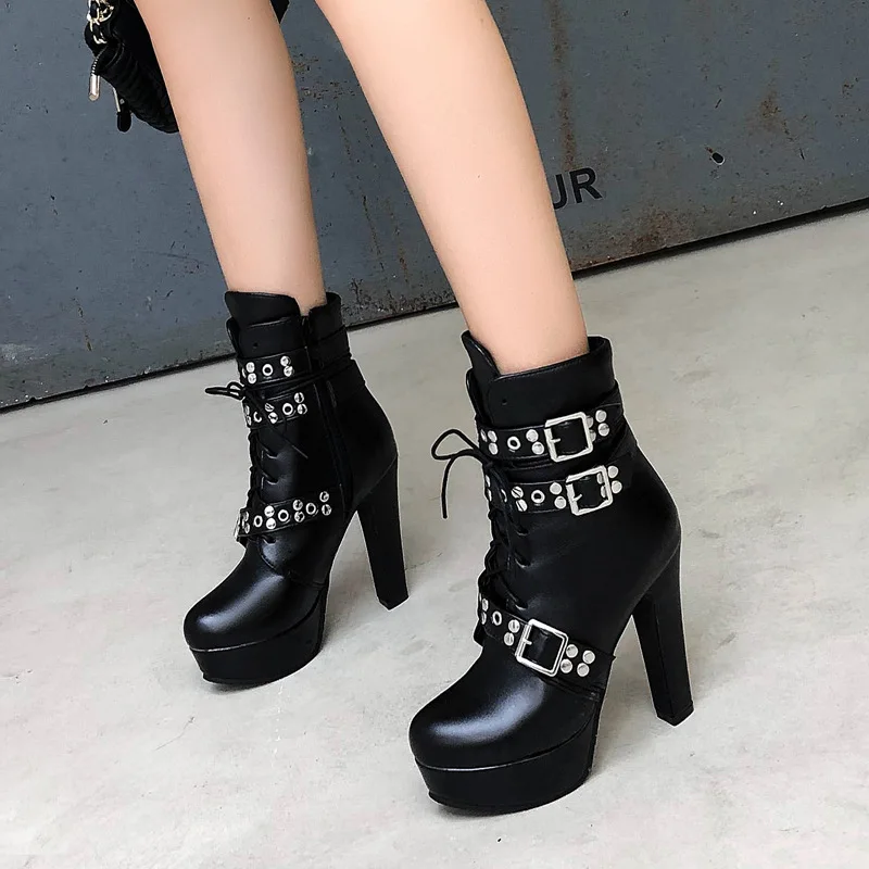 Sexy High Heel Ankle Boots 2022 Autumn Winter Thick with Short Boots 12 Cm Super High Heels Women\'s Boots Customized Botte Femme