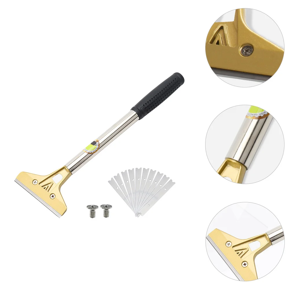 

Heavy Duty Cleaning Scraper with Long Handle Ergonomic Metal Construction for Paint Glass Tiles Windows Decals Adhesives Removal