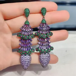 Bilincolor Elegant Purple and Green Tree Earring for Women