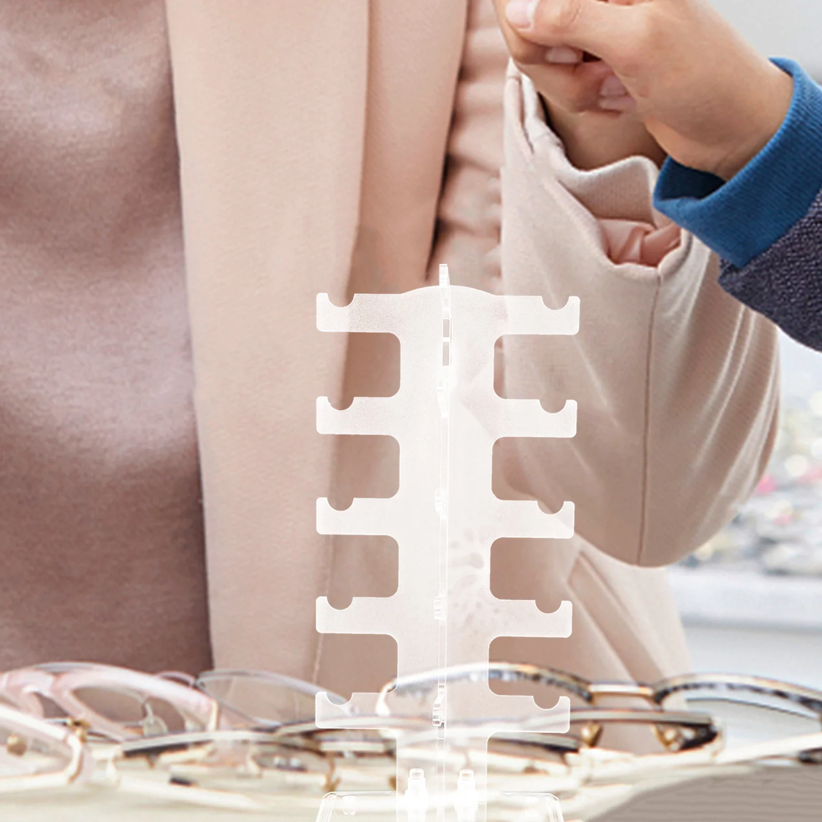 

2Pcs Glasses Rack Durable Acrylic Storage Shelf Practical Sunglasses Display Holder for Home Store Desktop Jewelry Organizer