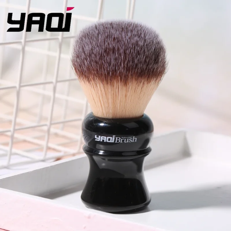 2026 Flash Sale！YAQI Ofel 24mm Black Handle Yellow Synthetic Hair Knot Mens Wet Shaving Brush