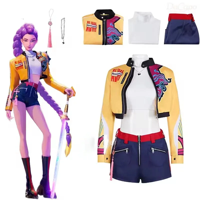 

DY20Anime KPop Demon Hunters Cosplay Costume Cartoon Zoey Mira Rumi Fantasy Roleplay Outfits Carnival Party Jacket Shorts Neckla