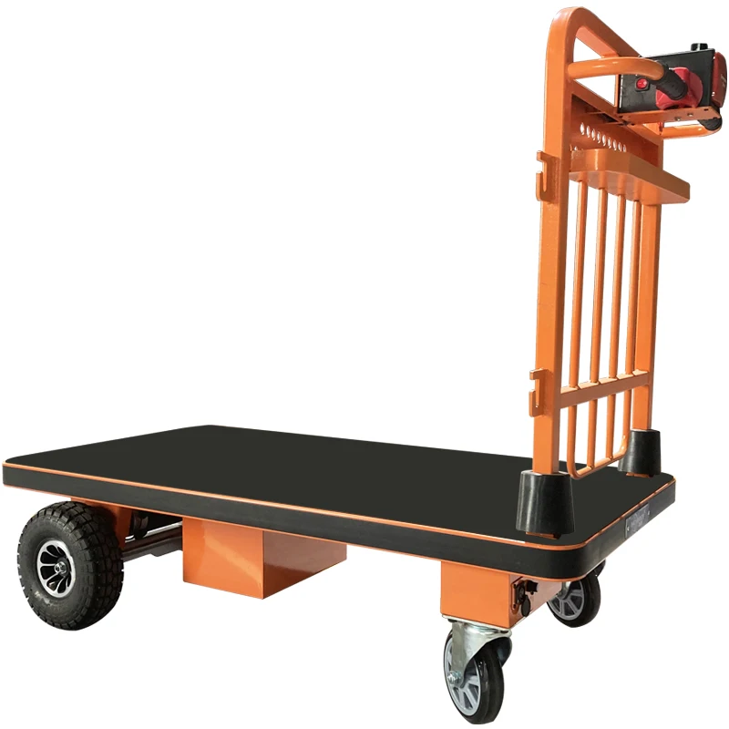 High-Capacity Electric Four-Wheel Flatbed Truck Electric Hand Cart Warehouse Logistics Orchard Transport Cargo Handling Trolley