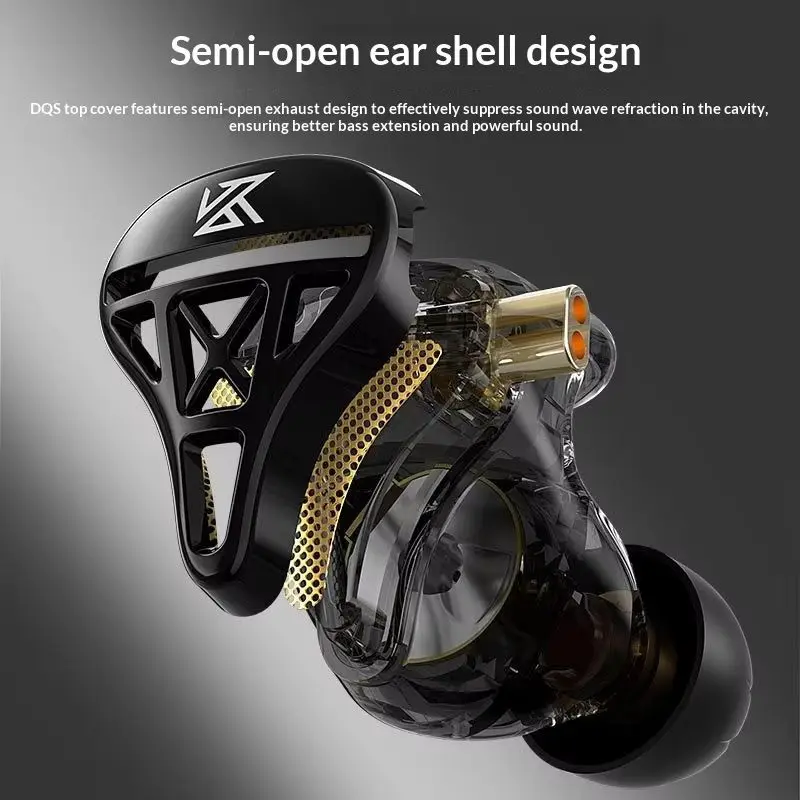 KZ DQS Dynamic Driver In Ear Monitor Earphones Super Bass HIFI Wired Earbuds For Gaming Sports Phone PC