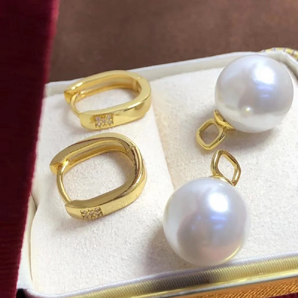 

Серьги двойного назначения/серьги-подвески с натуральным жемчугом AAAA 11-12 мм, классические квадратные жемчужные серьги-подвески из чистого серебра 925 пробы