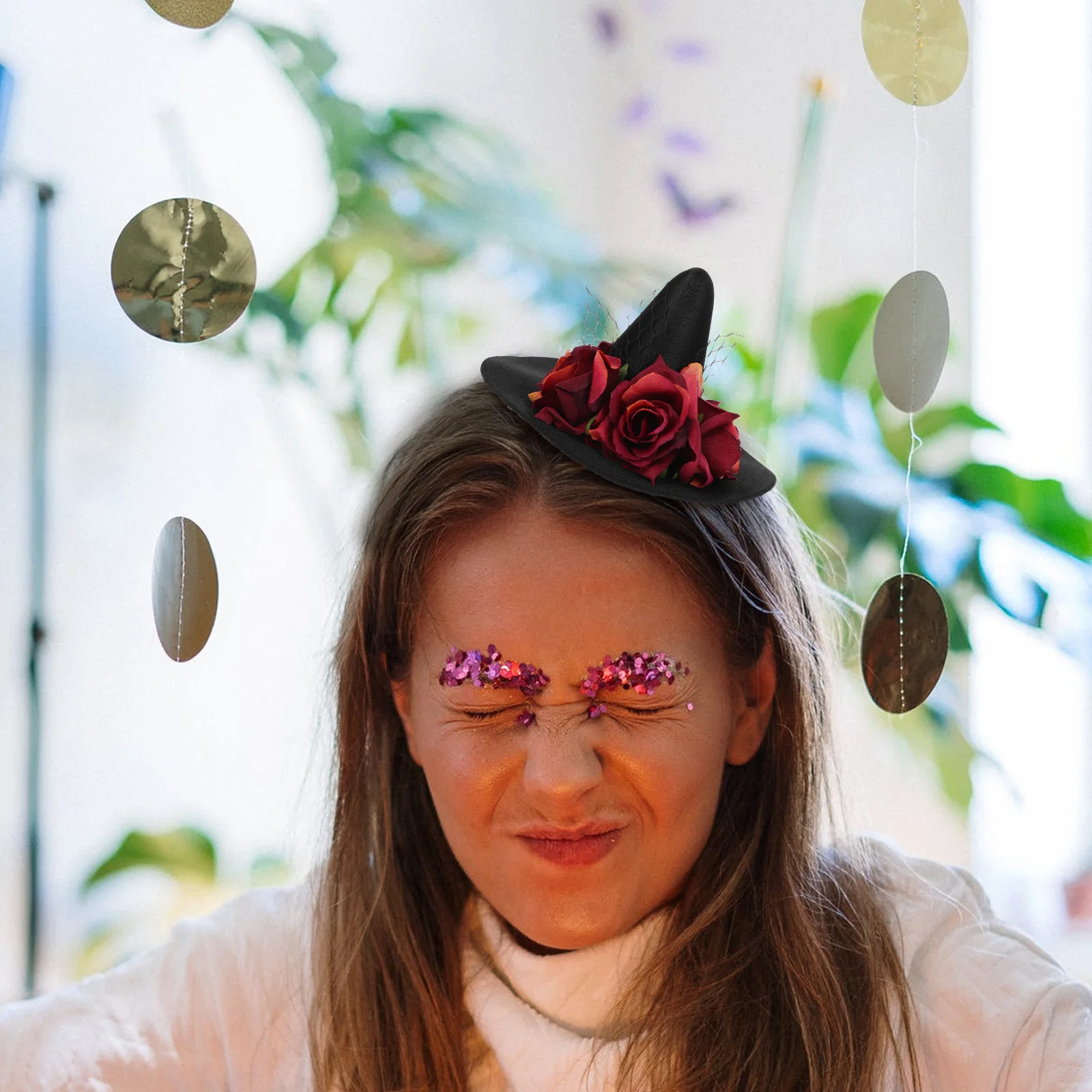 قبعة الساحرة للنساء والأطفال خفيفة الوزن لحفلات الهالوين وحفلات تنكرية لتزيين الشعر وإكسسوارات لحدث الرقص