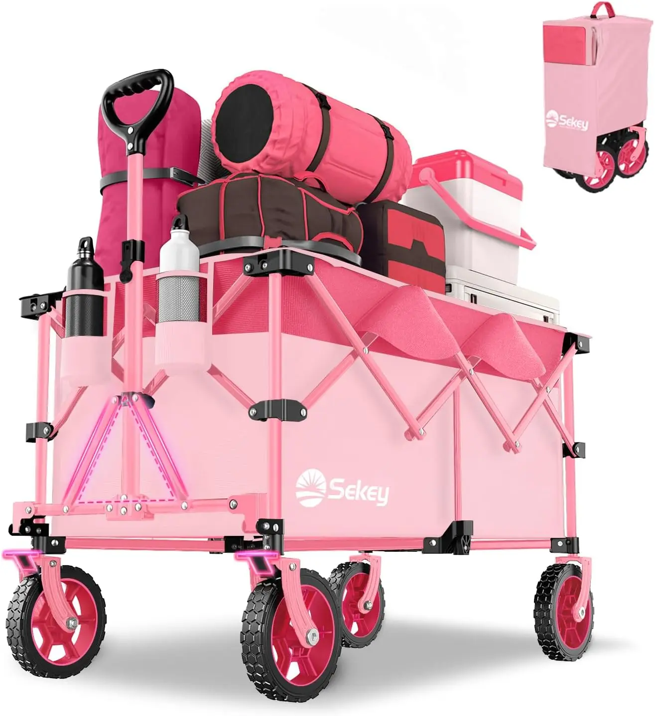 

220L Collapsible Foldable Wagon with 330lbs Weight Capacity, Heavy Duty Folding Wagon Cart