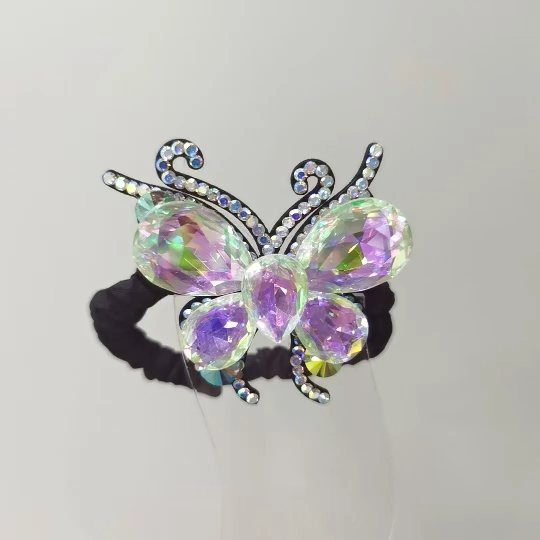 New butterfly small bowel circle hair  crystal head rope women fashion ponytail hair circle headwear